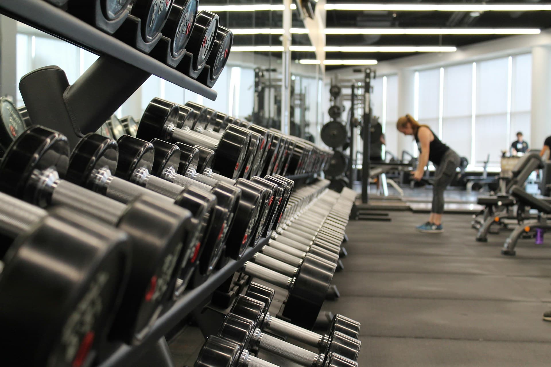 Dumbbell racks and training floor at Forge Performance