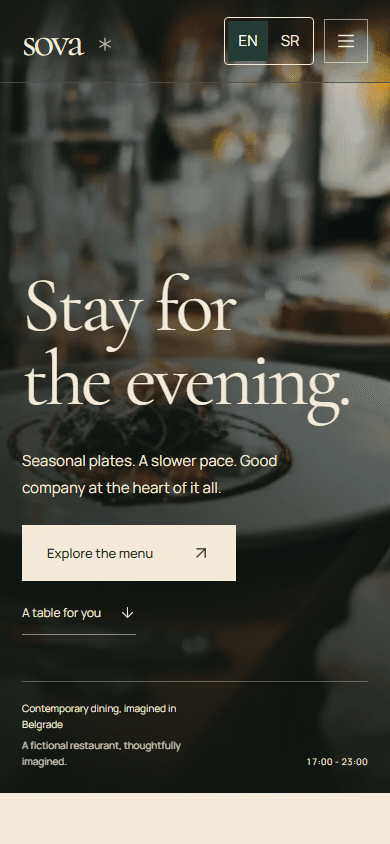 Sova, mobile website