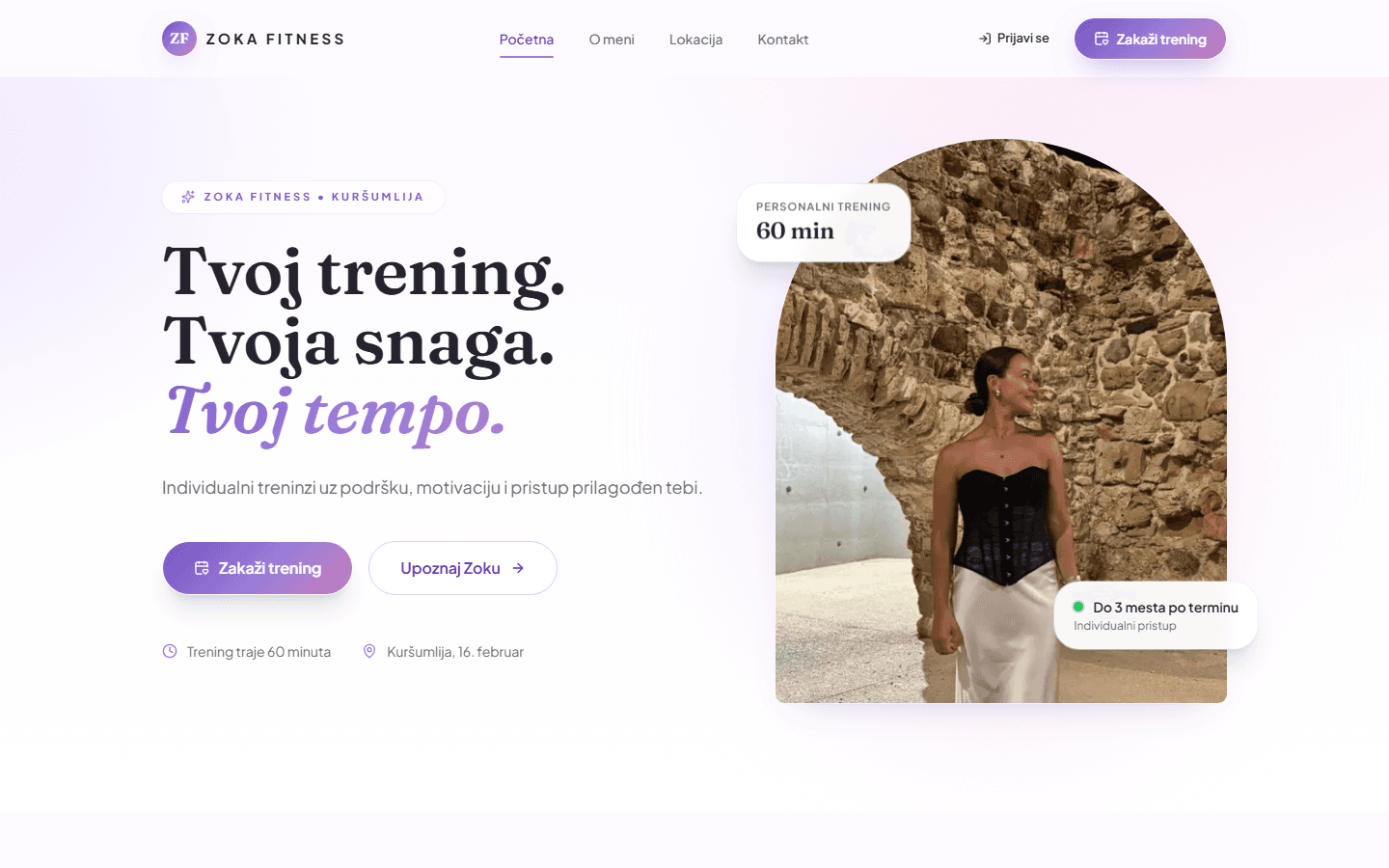 Zoka Fitness interactive website preview