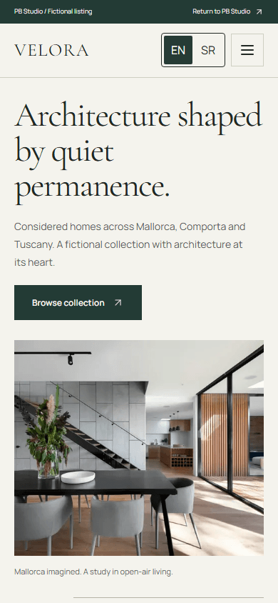 Velora Estates, mobile website